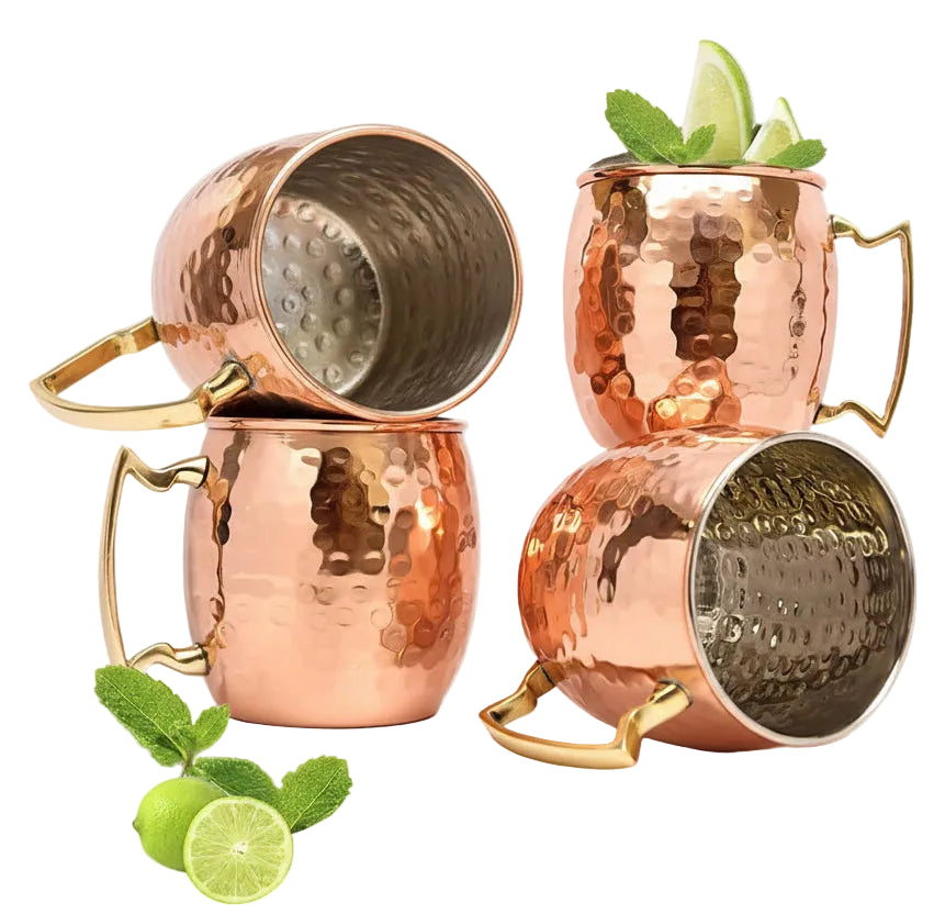 Ensemble de Mugs en Cuivre Martelé pour Boissons Froides 0