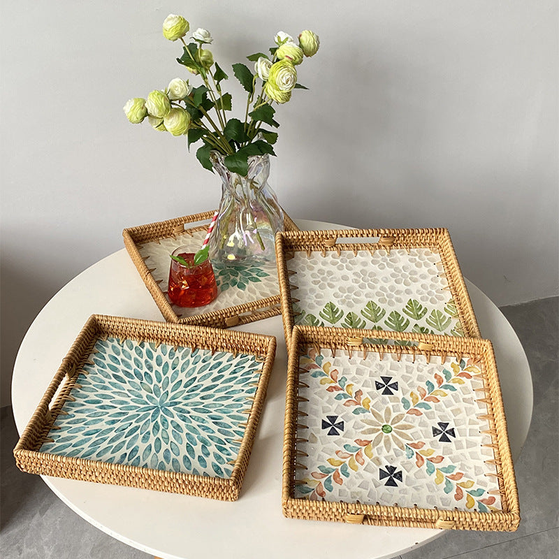 Ensemble de Plateaux de Service Décoratifs en Mosaïque 1