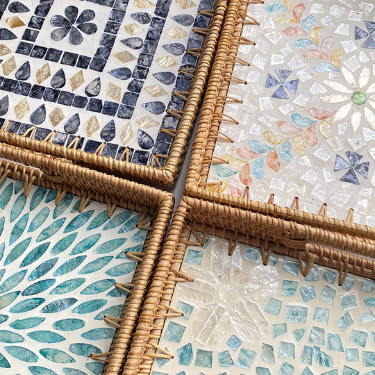 Ensemble de Plateaux de Service Décoratifs en Mosaïque 2