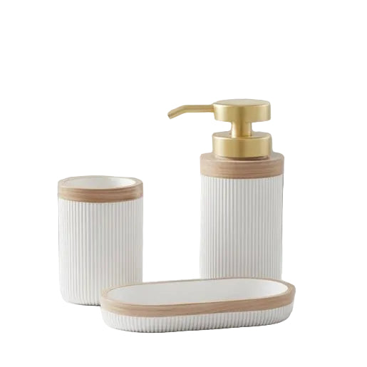 Ensemble de Salle de Bain Blanc avec Porte-Savon et Distributeur 0
