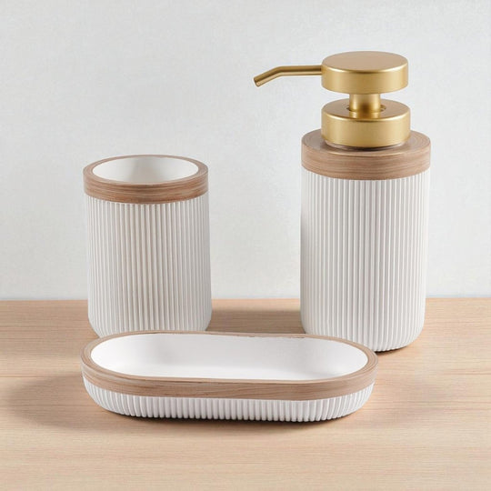 Ensemble de Salle de Bain Blanc avec Porte-Savon et Distributeur 1