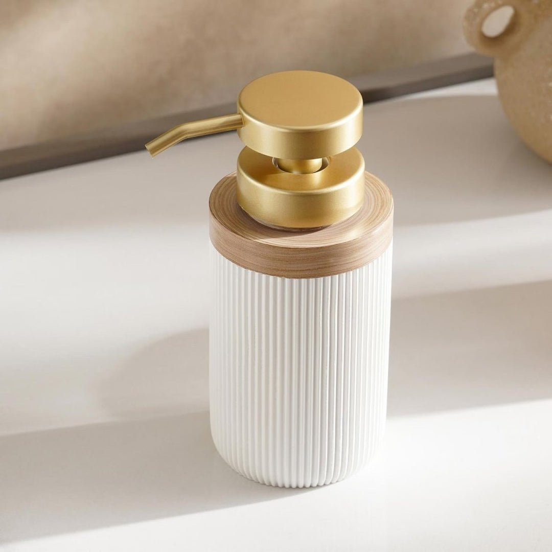 Ensemble de Salle de Bain Blanc avec Porte-Savon et Distributeur 3