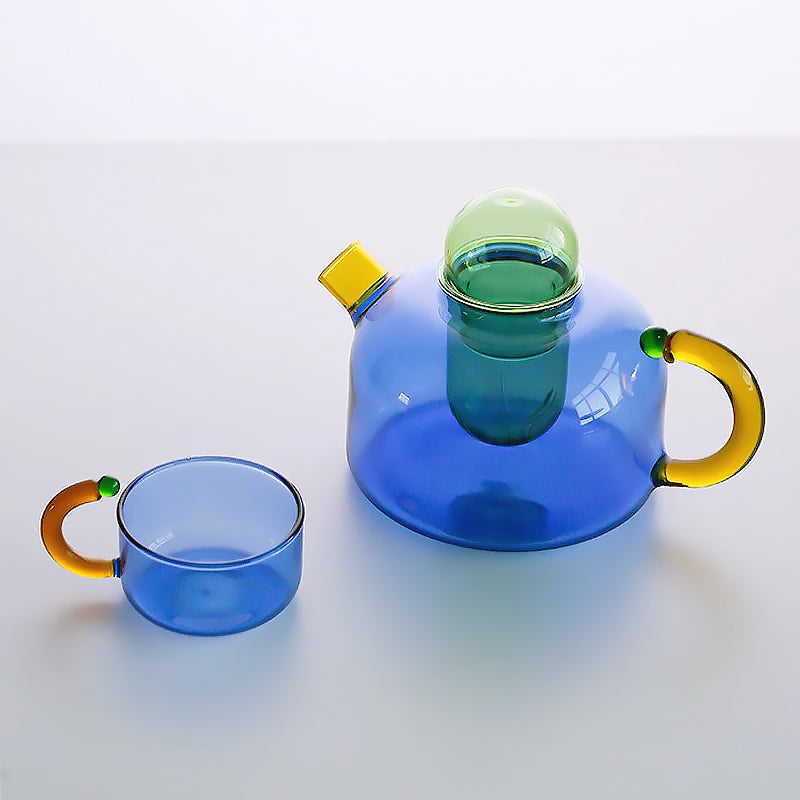 Ensemble de Service à Thé Moderne Coloré en Verre 2