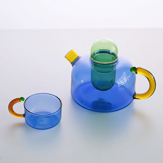Ensemble de Service à Thé Moderne Coloré en Verre 2
