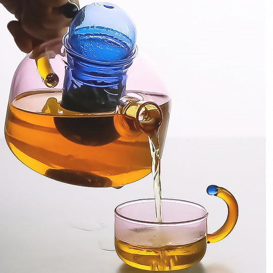 Ensemble de Service à Thé Moderne Coloré en Verre 4