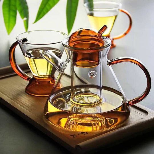 Ensemble de Théière et Tasses à Thé en Verre pour Moments de Détente 1