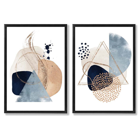 Ensemble de Tirages d'Art Aquarelle Bleu et Beige 0