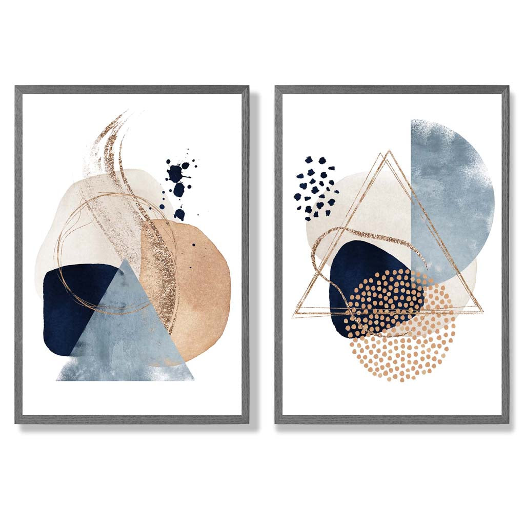 Ensemble de Tirages d'Art Aquarelle Bleu et Beige 4