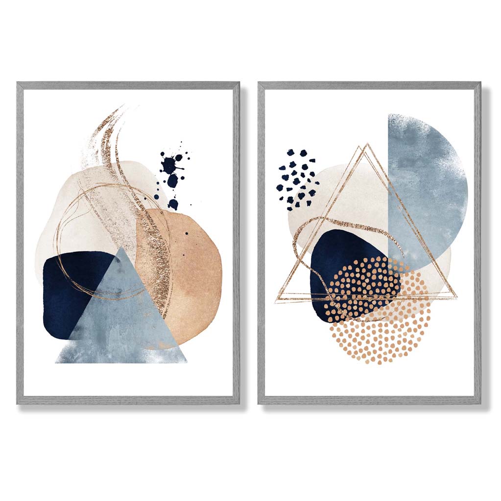 Ensemble de Tirages d'Art Aquarelle Bleu et Beige 5