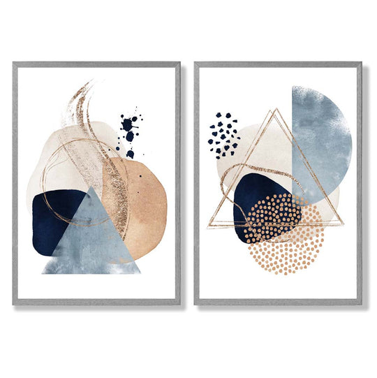 Ensemble de Tirages d'Art Aquarelle Bleu et Beige 5