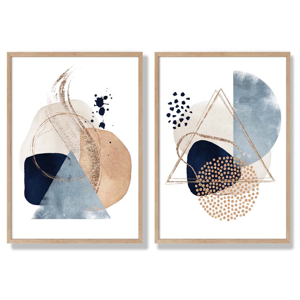 Ensemble de Tirages d'Art Aquarelle Bleu et Beige 6