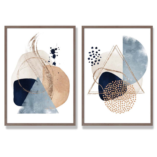 Ensemble de Tirages d'Art Aquarelle Bleu et Beige 7