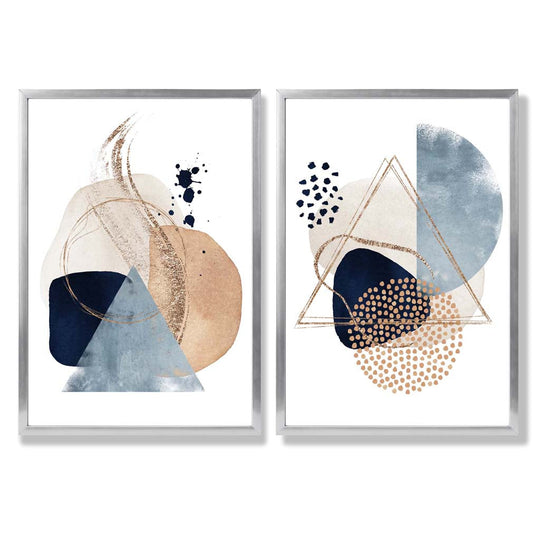 Ensemble de Tirages d'Art Aquarelle Bleu et Beige 9