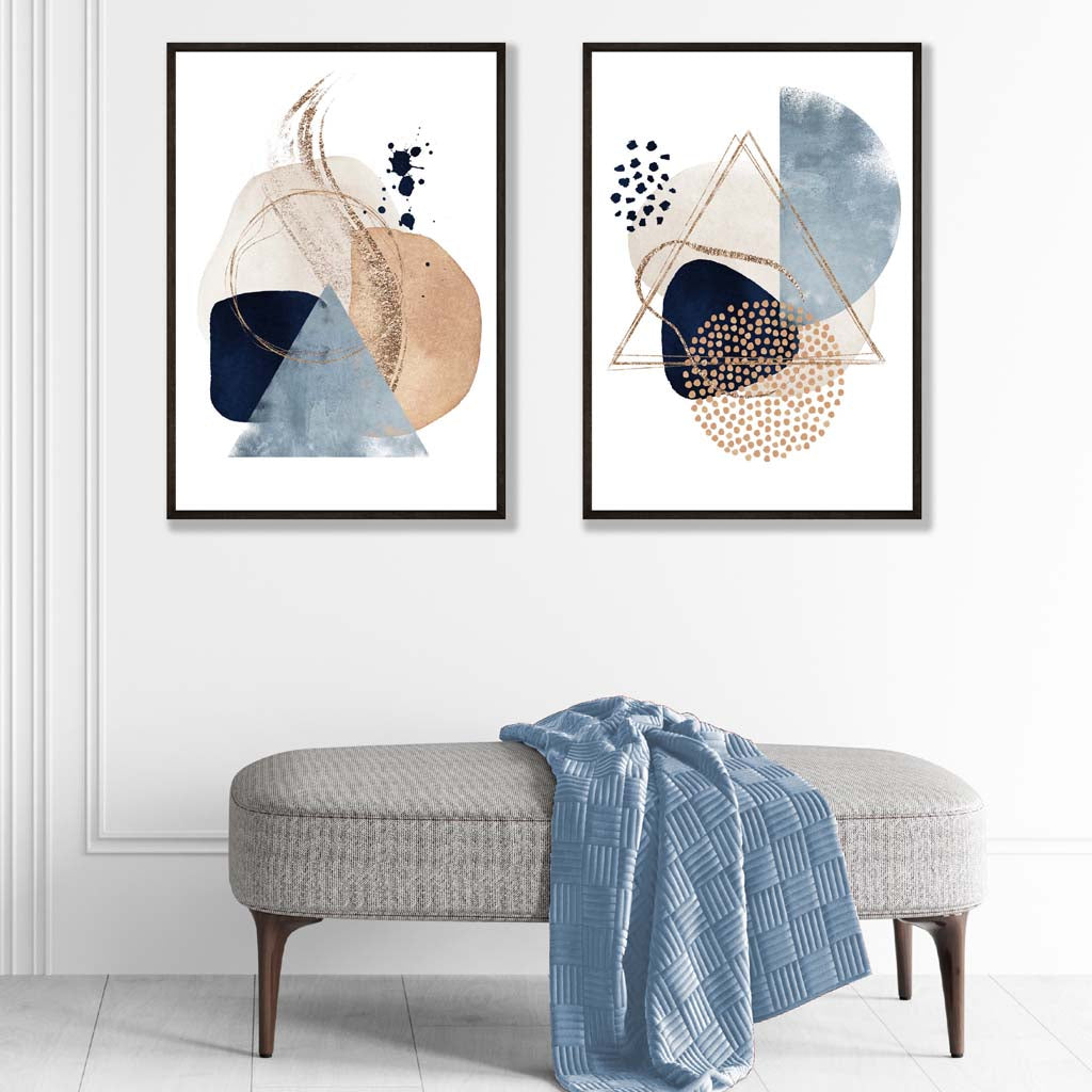 Ensemble de Tirages d'Art Aquarelle Bleue et Beige 1