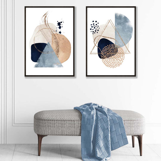 Ensemble de Tirages d'Art Aquarelle Bleue et Beige 1