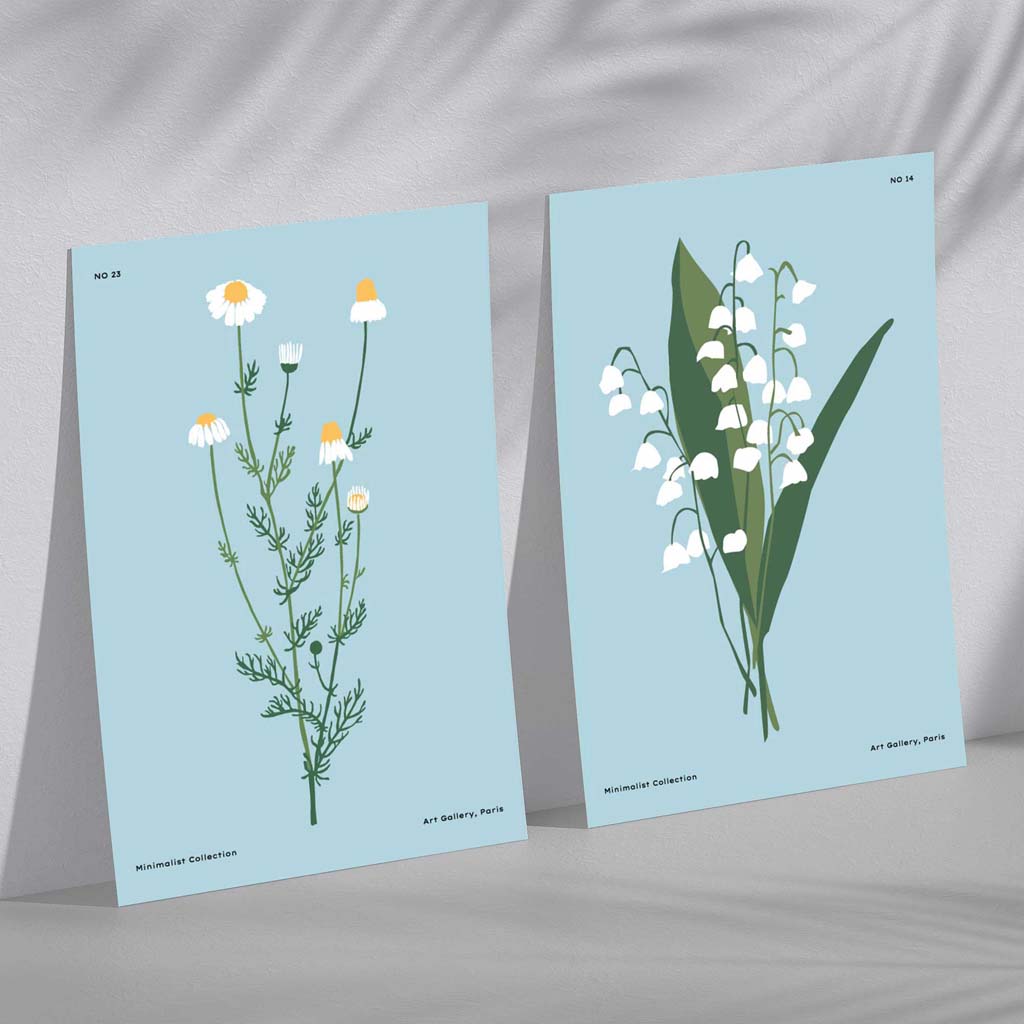 Ensemble de Tirages d'Art Fleurs Sauvages Bleues 0