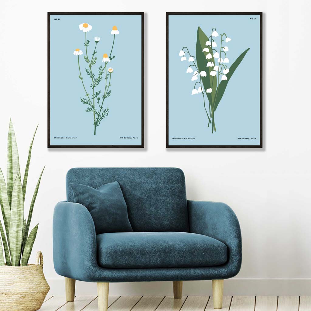 Ensemble de Tirages d'Art Fleurs Sauvages Bleues 1