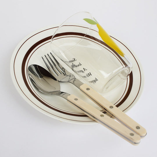 Ensemble de Vaisselle 24 Pièces pour 6 Personnes avec Assiettes Plates et Couvert Design Gravé 7
