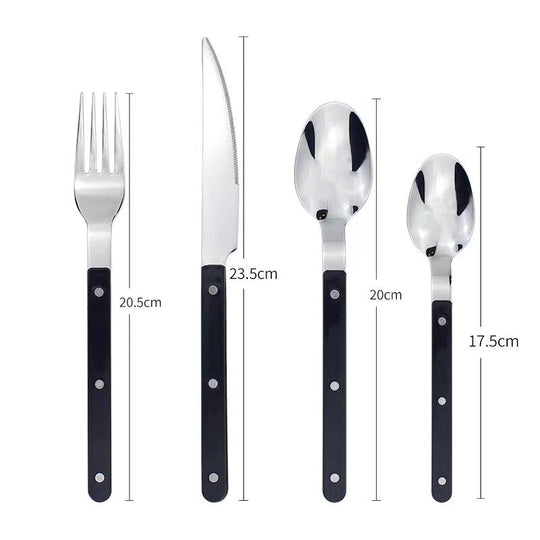 Ensemble de Vaisselle 24 Pièces pour 6 Personnes avec Assiettes Plates et Couvert Design Gravé 8