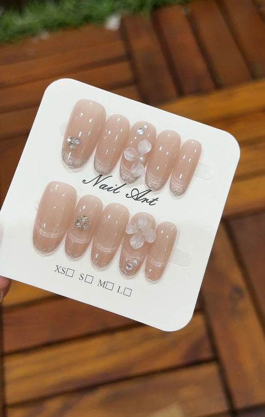 Ensemble de faux ongles à pression motif floral pour femme 0