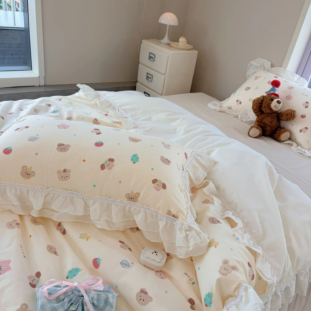 Ensemble de linge de lit pour femme style coréen 4 pièces 2