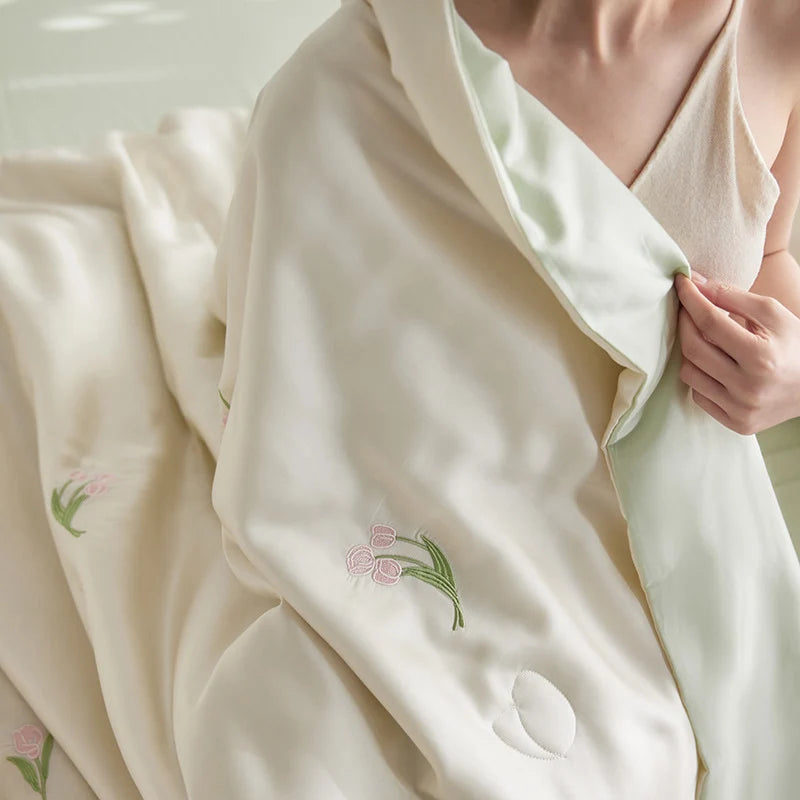 Ensemble de literie brodé pour femme style floral 6