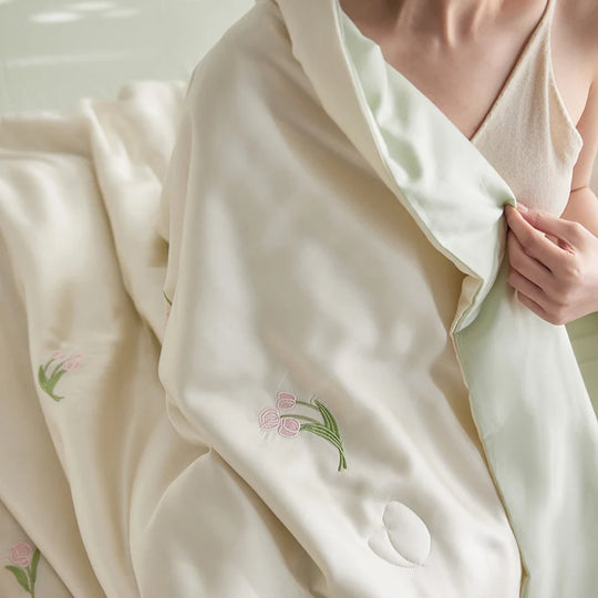 Ensemble de literie brodé pour femme style floral 6