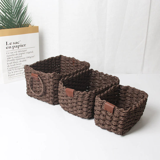 Ensemble de paniers de rangement faits main pour maison 0