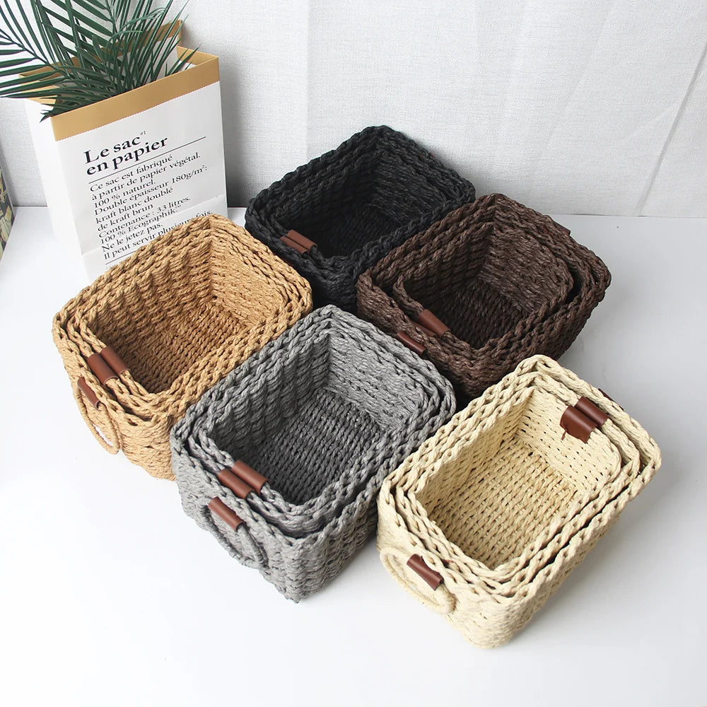 Ensemble de paniers de rangement faits main pour maison 3