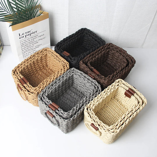 Ensemble de paniers de rangement faits main pour maison 3