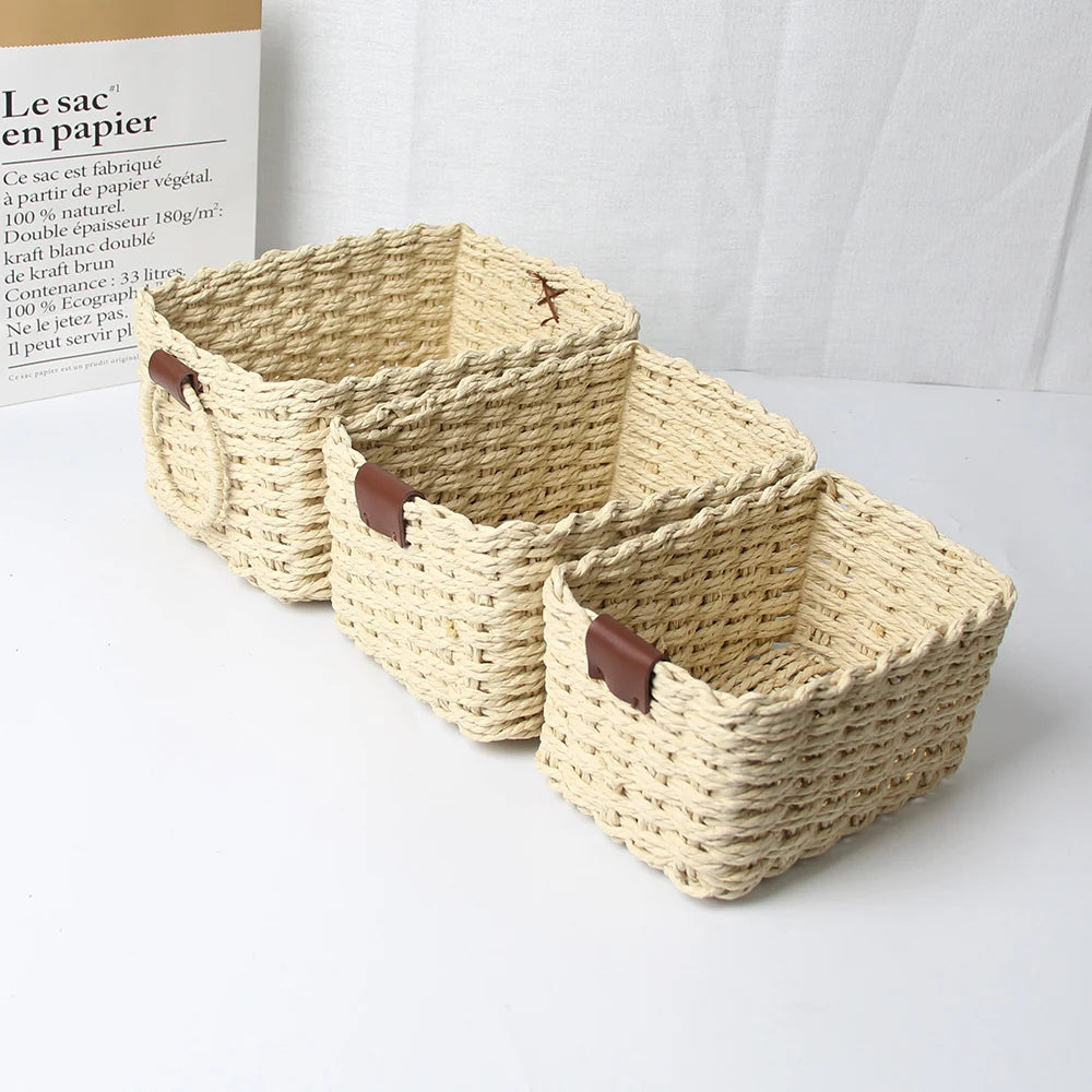 Ensemble de paniers de rangement faits main pour maison 7