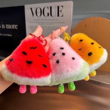 Ensemble de porte-clés en peluche thème pastèque pour femmes 0