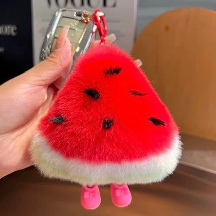 Ensemble de porte-clés en peluche thème pastèque pour femmes 1