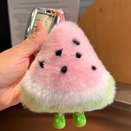 Ensemble de porte-clés en peluche thème pastèque pour femmes 3