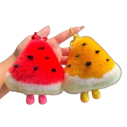 Ensemble de porte-clés en peluche thème pastèque pour femmes 4