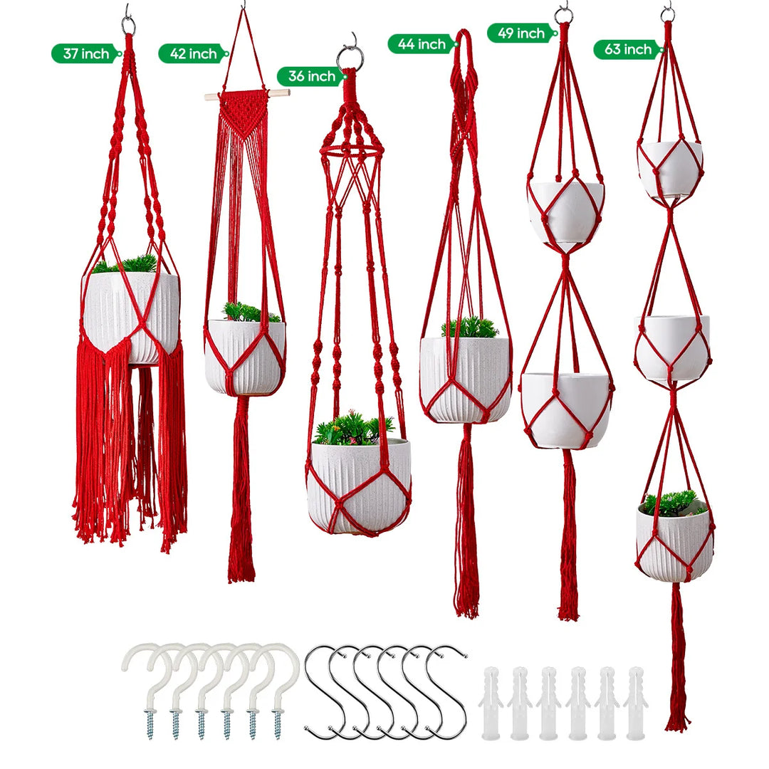 Ensemble de suspensions pour plantes en macramé artisanal 0
