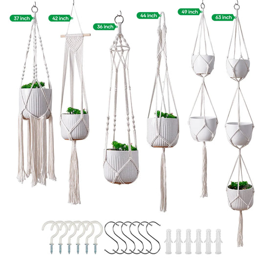 Ensemble de suspensions pour plantes en macramé artisanal 1