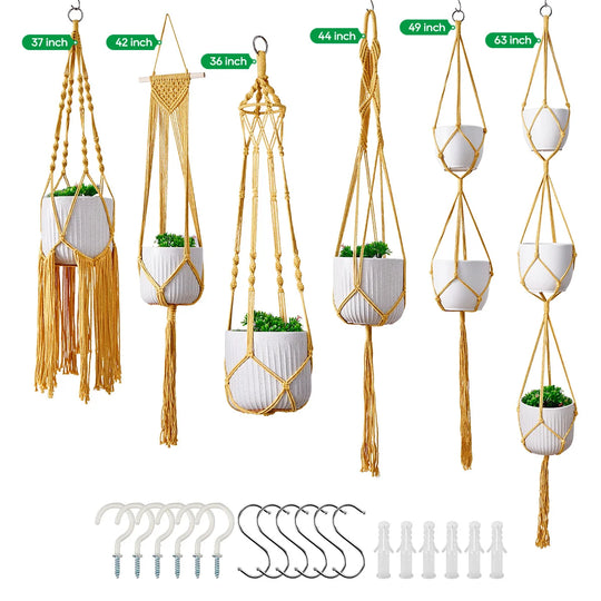 Ensemble de suspensions pour plantes en macramé artisanal 6