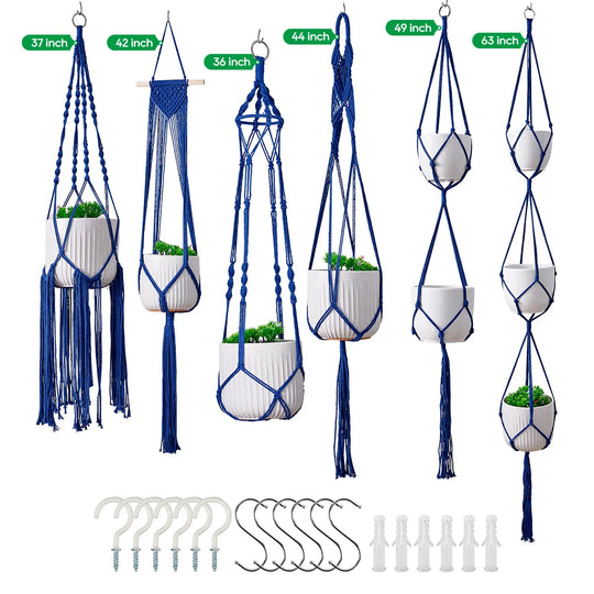 Ensemble de suspensions pour plantes en macramé artisanal 7