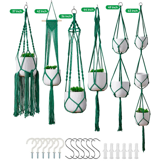 Ensemble de suspensions pour plantes en macramé artisanal 9