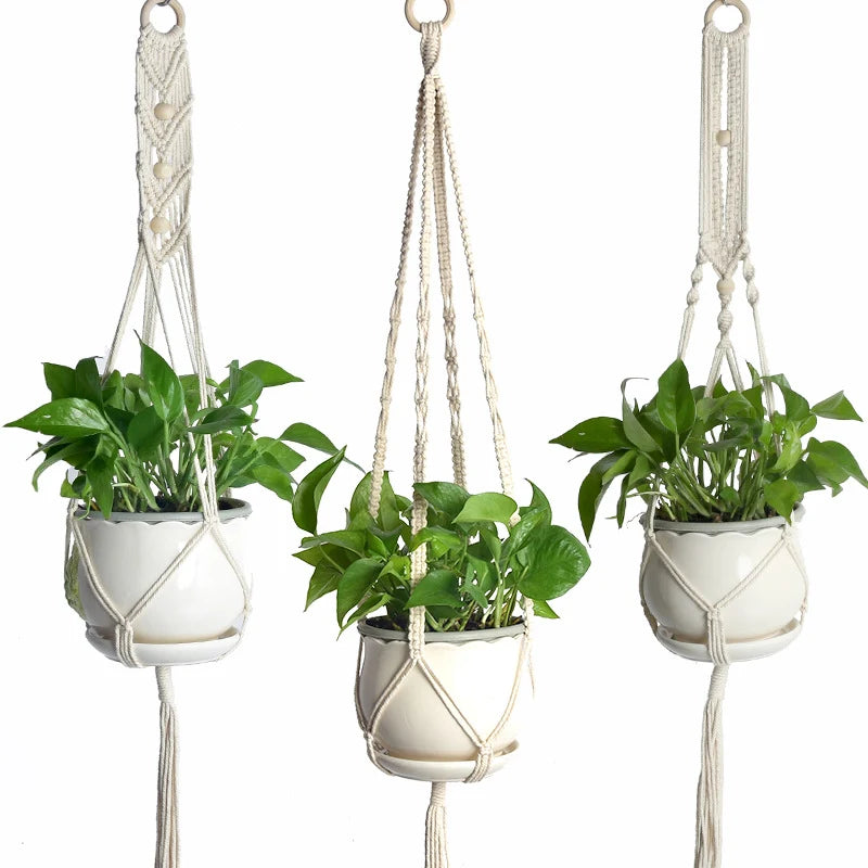 Ensemble de suspensions pour plantes macramé pour intérieur 0