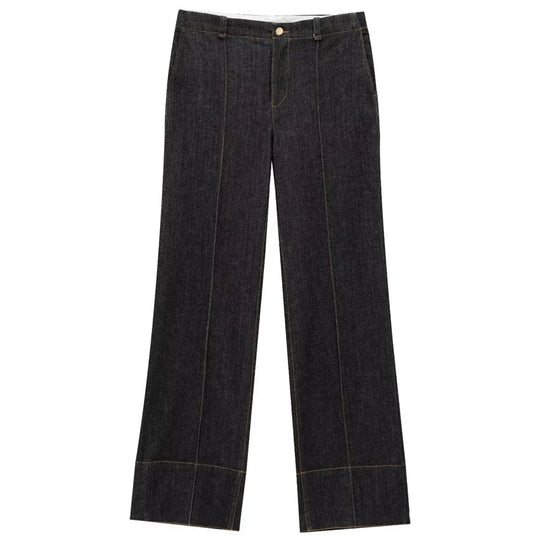 Ensemble en Denim Noir pour Femme avec Chemise à Manches Longues et Pantalon Évasé 6