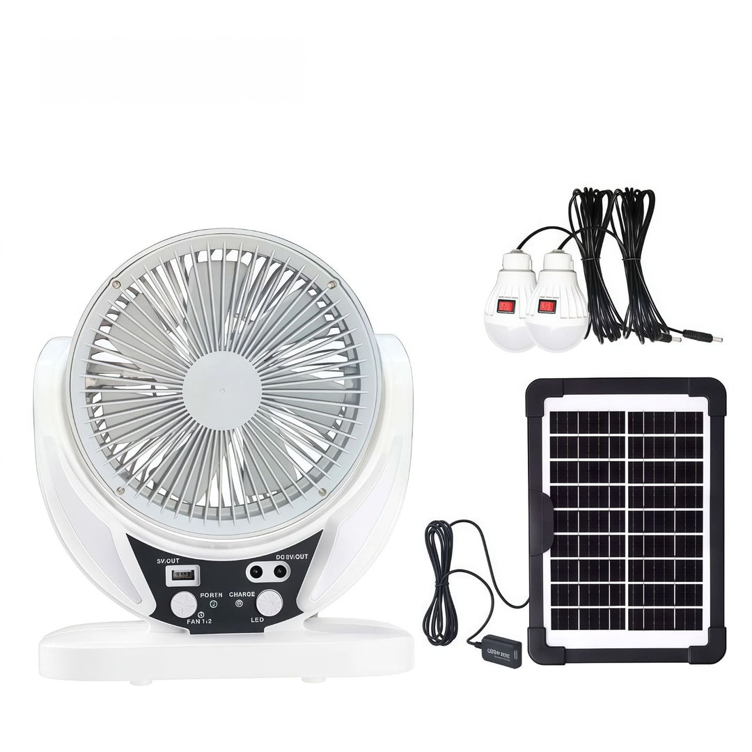 Ensemble portable ventilateur solaire unisexe avec éclairage et batterie rechargeable USB 0