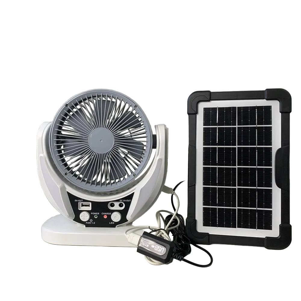 Ensemble portable ventilateur solaire unisexe avec éclairage et batterie rechargeable USB 1