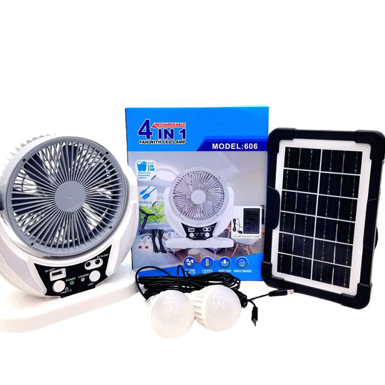 Ensemble portable ventilateur solaire unisexe avec éclairage et batterie rechargeable USB 3