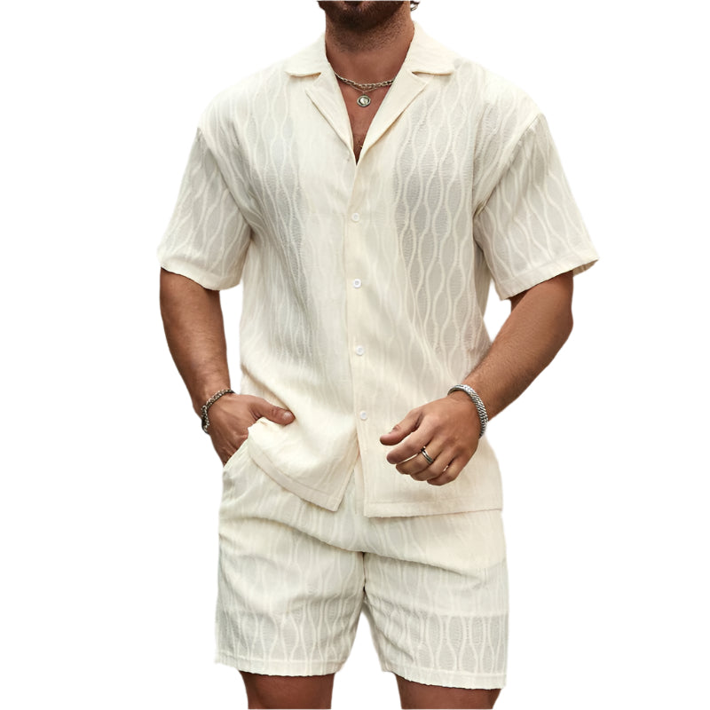 Ensemble pour Hommes en Coton – Chemise à Manches Courtes et Shorts 0
