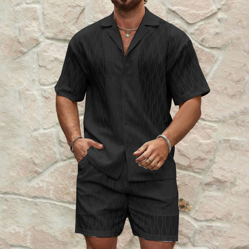 Ensemble pour Hommes en Coton – Chemise à Manches Courtes et Shorts 3