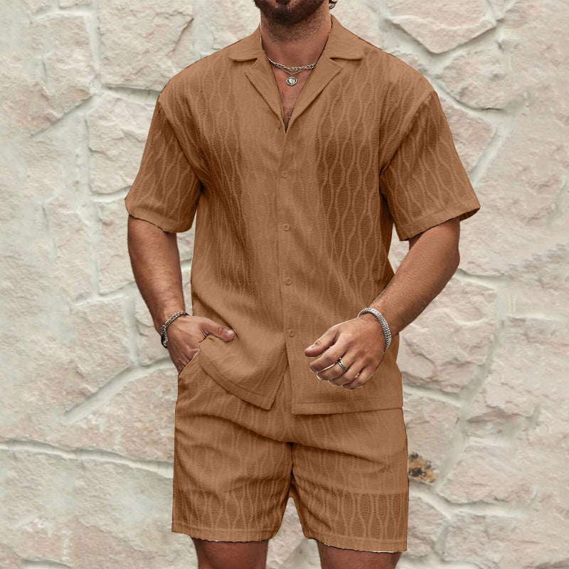 Ensemble pour Hommes en Coton – Chemise à Manches Courtes et Shorts 4