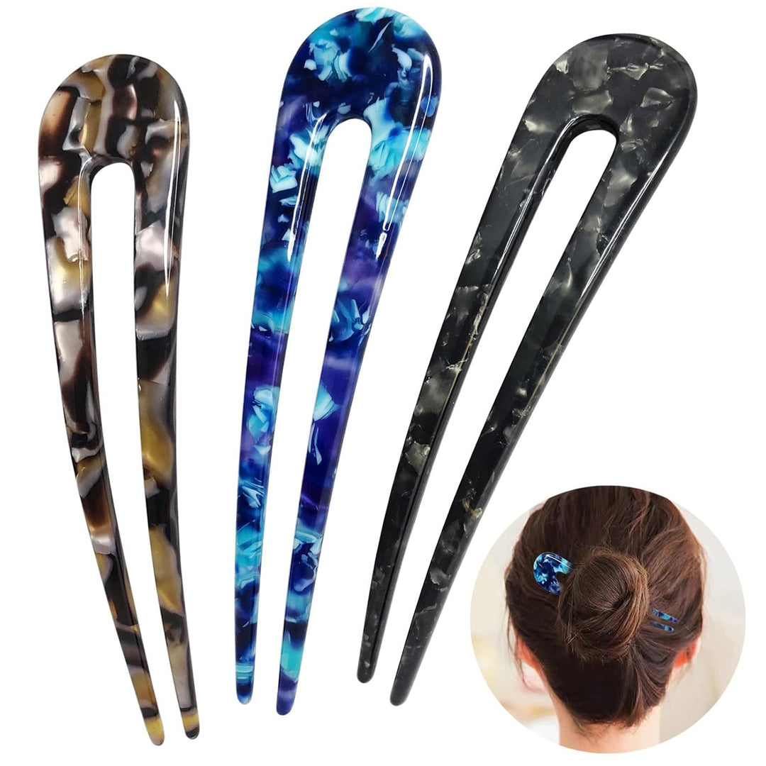 Épingles à Cheveux Femme Design U Écaille de Tortue pour Chignons 2