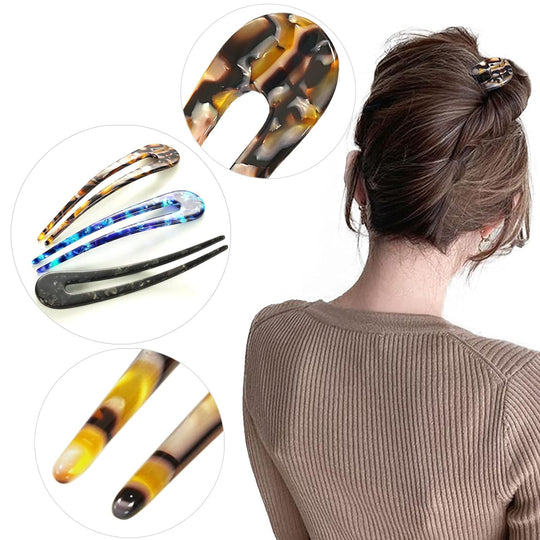 Épingles à Cheveux Femme Design U Écaille de Tortue pour Chignons 5